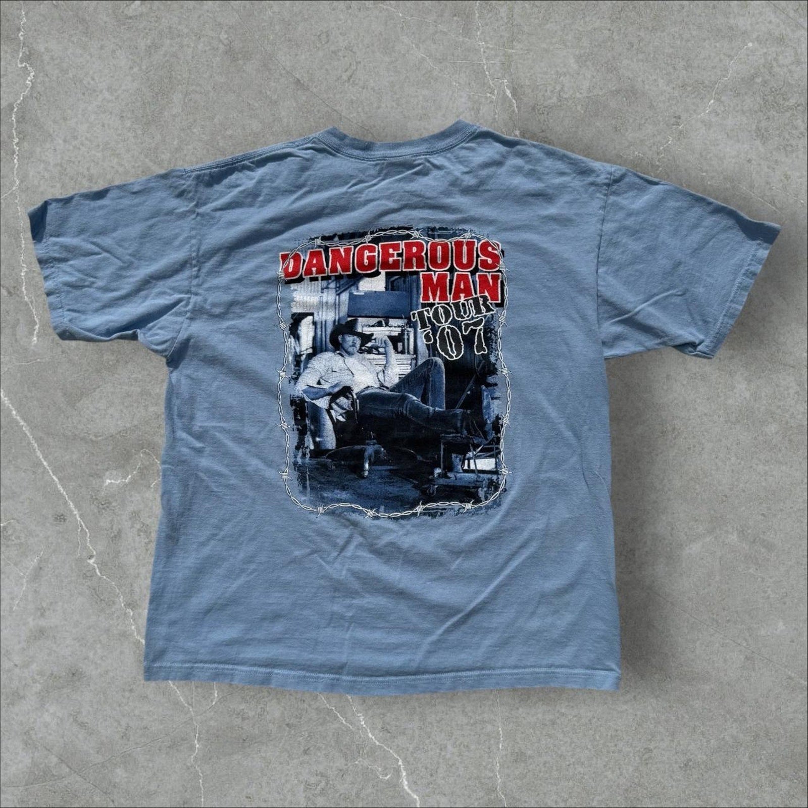 Trace Adkins "Dangerous Man" Tour Tee Blue XL