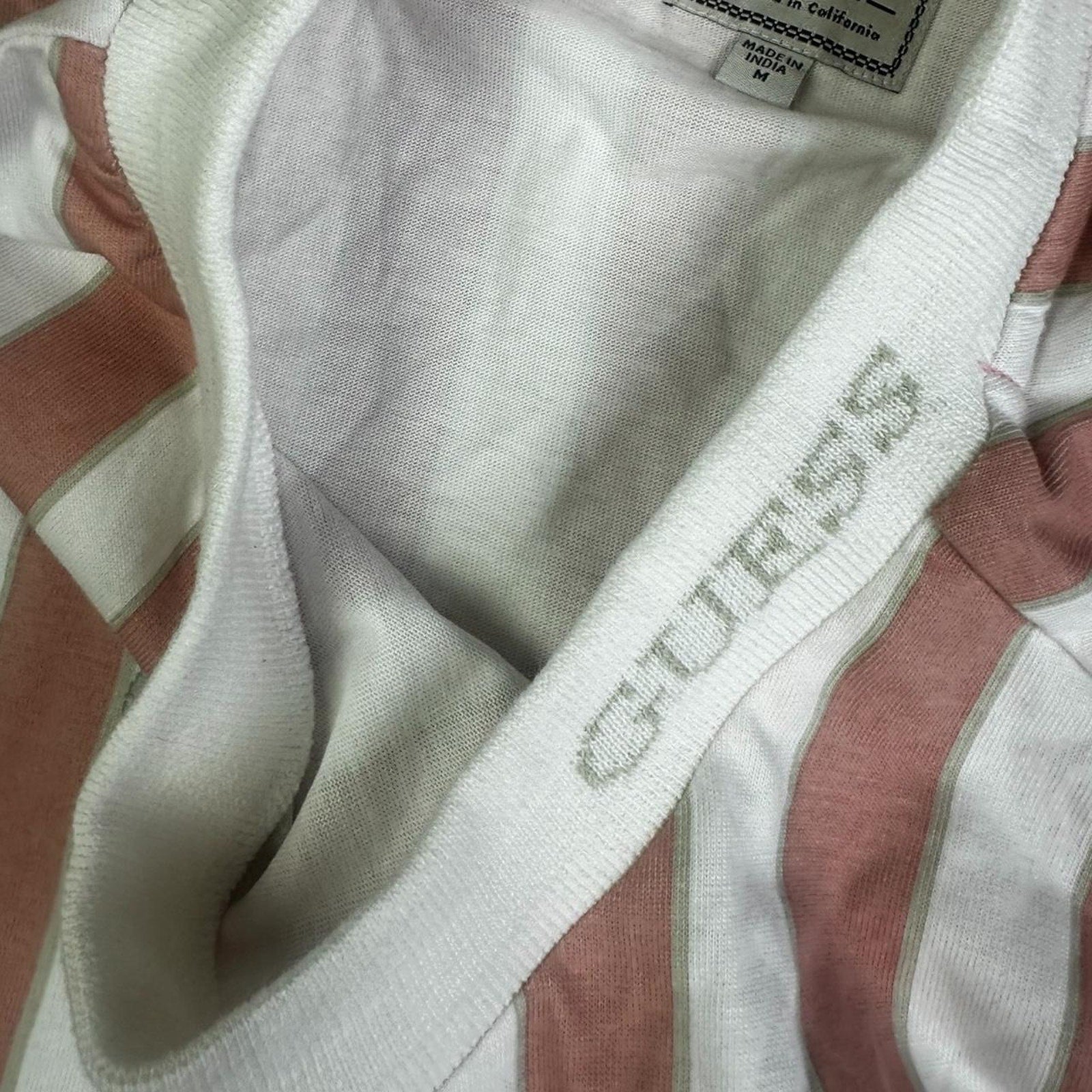 GUESS Pink Striped Long Sleeve T-Shirt SIZE MEDIUM
