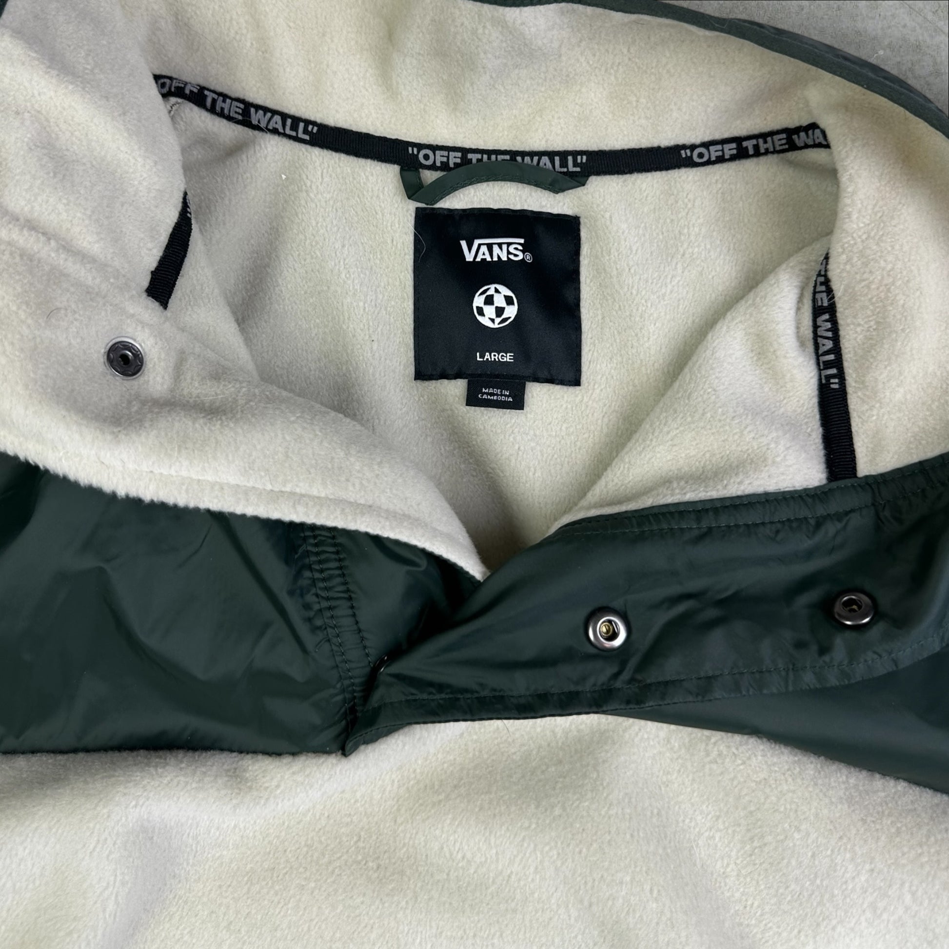 Vans Mammoth Fleece Cream & Green Anorak Jacket Large