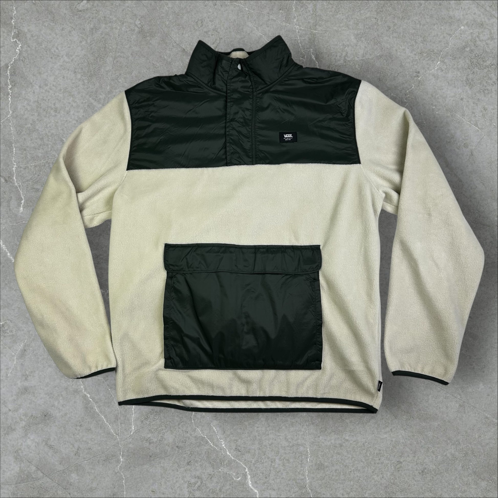 Vans Mammoth Fleece Cream & Green Anorak Jacket Large