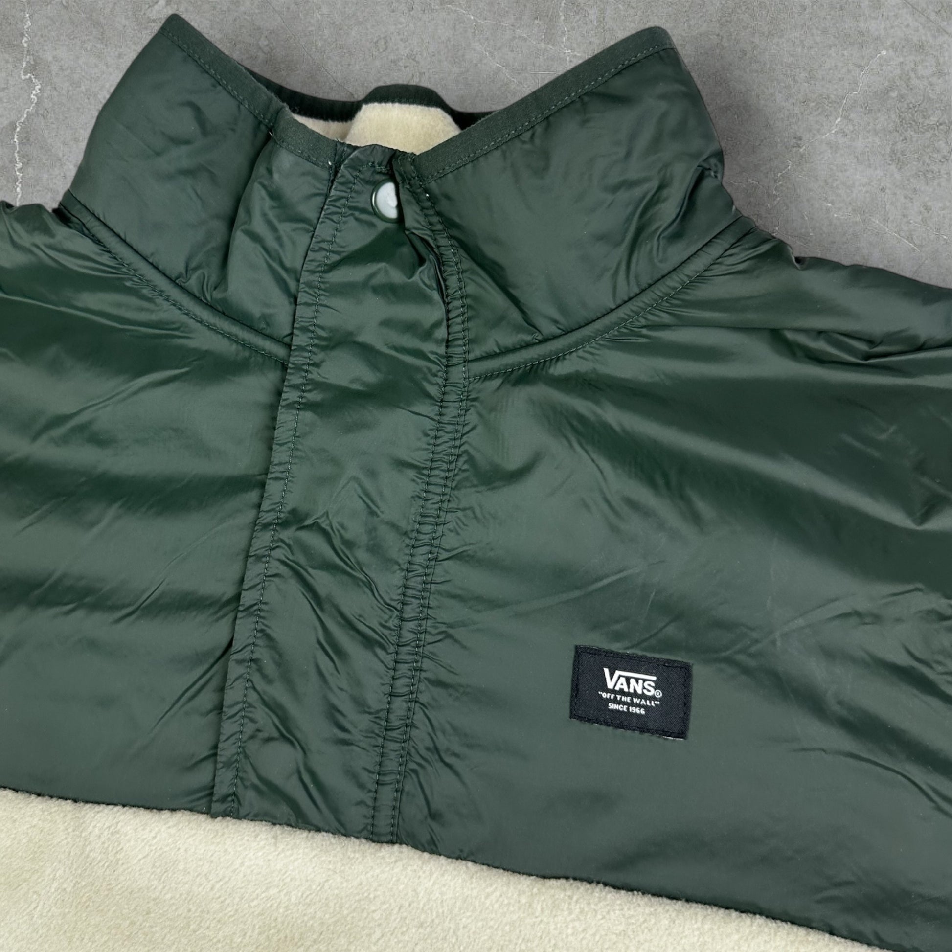 Vans Mammoth Fleece Cream & Green Anorak Jacket Large