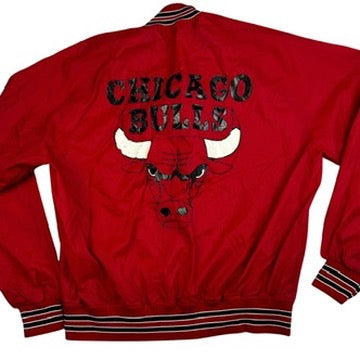 Chicago Bulls Chalkline Satin Bomber Jacket 90s