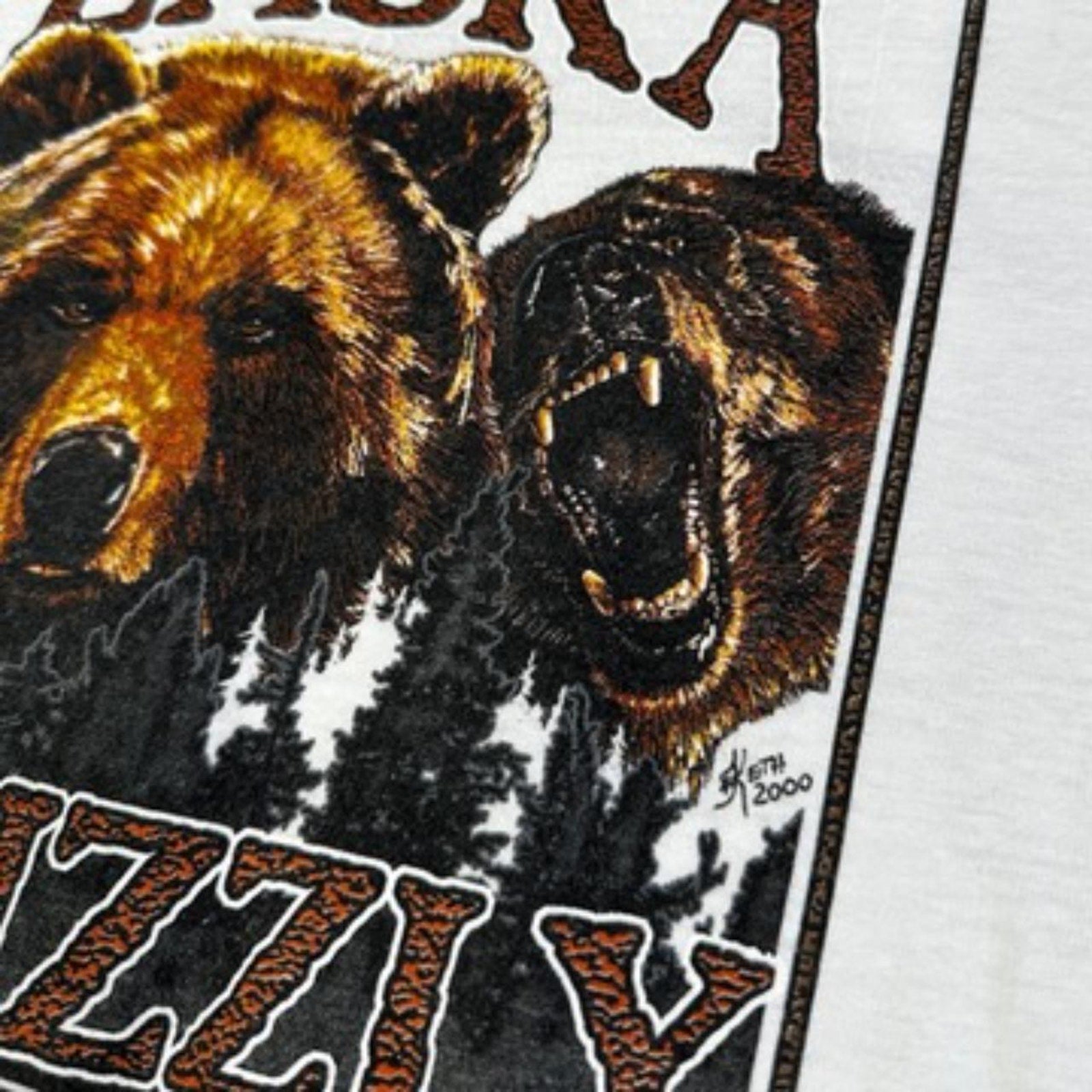 Vintage 2000 Alaska Grizzly Tee White